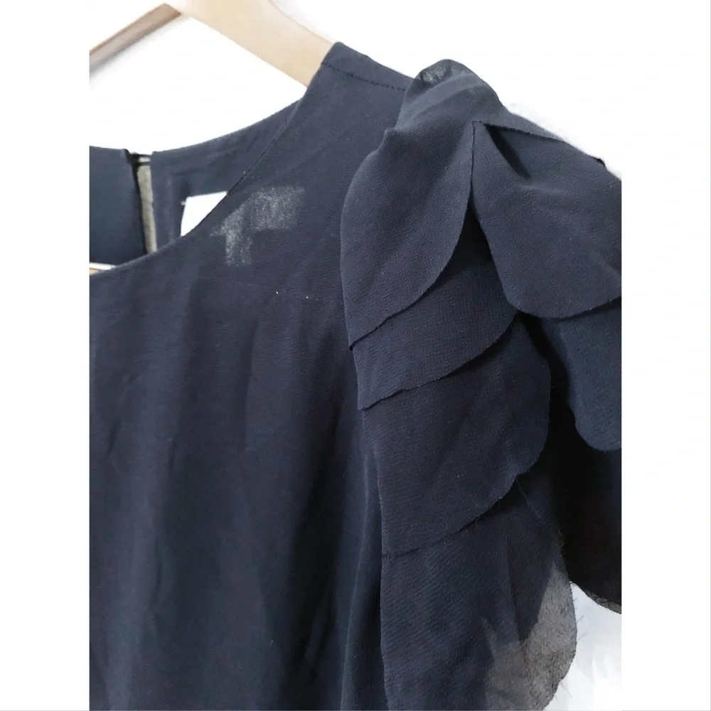 Olive & Oak semi sheer ruffled sleeve top nwot